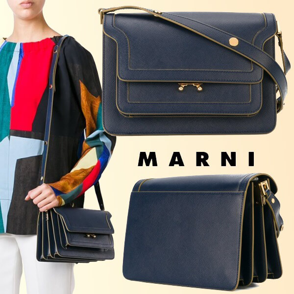 2016-17秋冬☆MARNI☆Trunkマルニ バッグコピー ショルダーバッグ Navy Blue